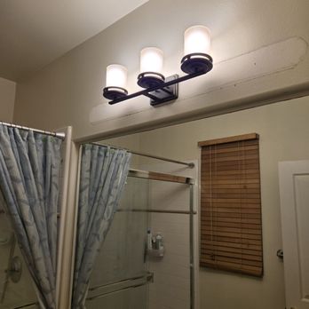 Megawire Electric - New vanity light installed. Now we paint. We are so happy. - Security Systems Near Me Megawire Electric - New vanity light installed. Now we paint. We are so happy. - Security Systems Near Me