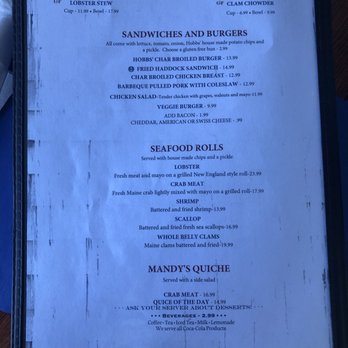 Hobbs Harborside - lunch menu - Seafood Near Me - Wells, Maine