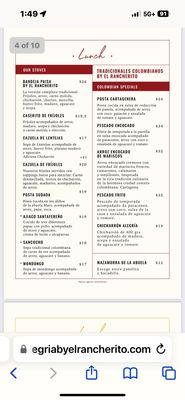 Menu photo 2 Alegria By El Rancherito Doral, FL