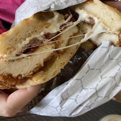 Chicken Cutlet Panini with bacon and fresh mozzarella