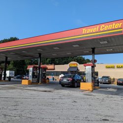 Pilot Travel Center - Outside. Eight pumps for "regular" vehicles. Truck pumps are behind the building.