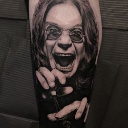 NYPO Tattoo Art Gallery - Photo realistic portrait of Ozzy Osbourne, by Po Zhang