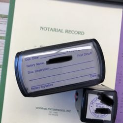 Rubber Stamp One Day Service - My custom Notary Public stamps and record book I got from RSOD in one business day!