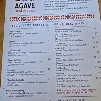 Agave | Mexican Restaurant & Tequila Bar - Drink menu - Mexican Near Me - Healdsburg, California Agave | Mexican Restaurant & Tequila Bar - Drink menu - Mexican Near Me - Healdsburg, California