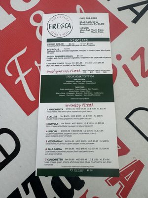 Menu photo 2 Fresca Pizza And Pasta Bradenton, FL Menu photo 2 Fresca Pizza And Pasta Bradenton, FL