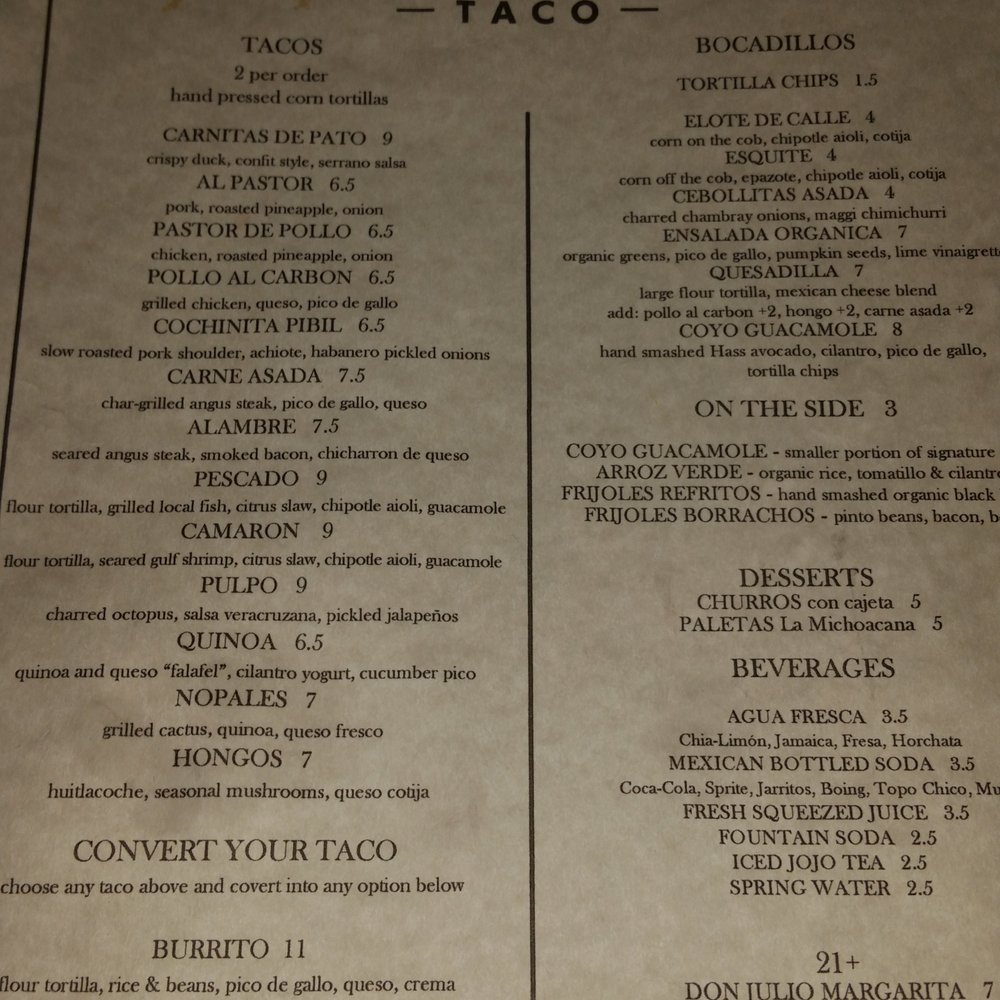 Coyo Taco - Banging menu - Mexican Near Me - Miami, Florida Coyo Taco - Banging menu - Mexican Near Me - Miami, Florida