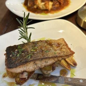 Metropolis - Crispy Skin Salmon and Braised beef short ribs - New American Near Me - Hoboken, New Jersey