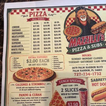 Mazzilli’s Pizza & Subs - Pizza Near Me - Palm Harbor, Florida