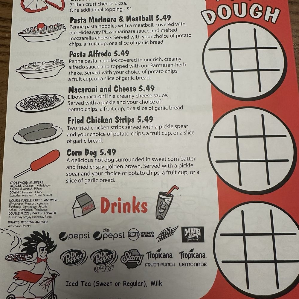 Hideaway Pizza - Kids menu - Pizza Near Me - Benton, Arkansas Hideaway Pizza - Kids menu - Pizza Near Me - Benton, Arkansas