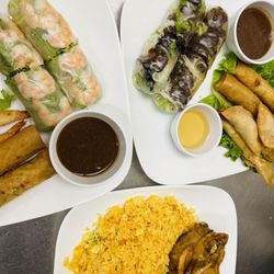 Saigon Noodle House - BQQ Teriyaki Beef Rolls Shrimp Spring Roll Half Roasted Chicken Egg Fried Rice #BestSellers