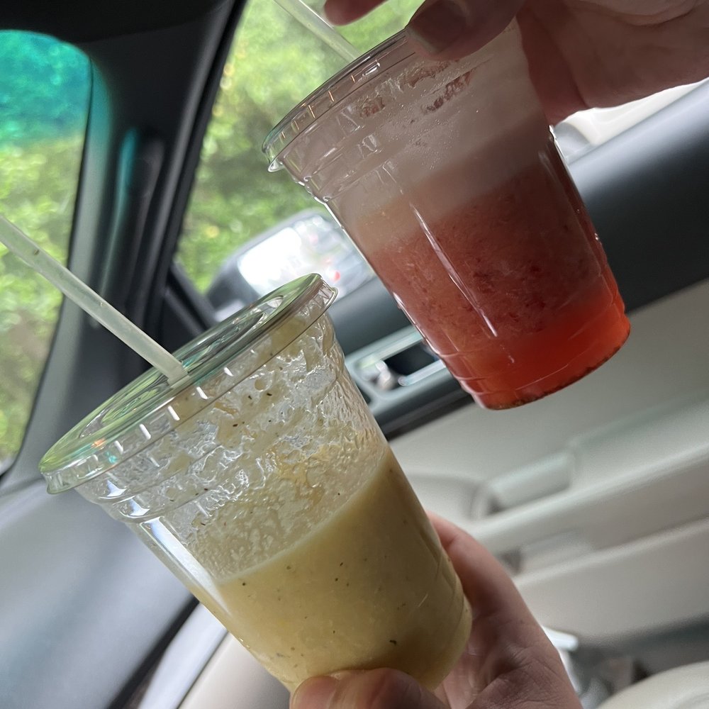 Tropical Island smoothie and strawberry raspberry blended lemonade