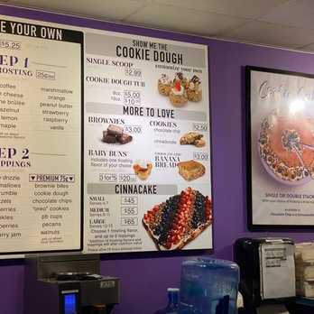 Cinnaholic - Cookie dough menu behind the counter - Desserts Near Me - Atlanta, Georgia Cinnaholic - Cookie dough menu behind the counter - Desserts Near Me - Atlanta, Georgia