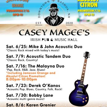 Casey Magee's Irish Pub - Join us tomorrow from 8-11 for the start of our Summer Music Series!!  Check out this lineup!! - American Near Me - Nashua, New Hampshire