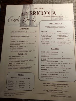Menu photo 1 Osteria La Briccola Ashland, OR Menu photo 1 Osteria La Briccola Ashland, OR