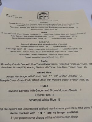 Menu photo 8 Hayes Street Grill San Francisco, CA Menu photo 8 Hayes Street Grill San Francisco, CA