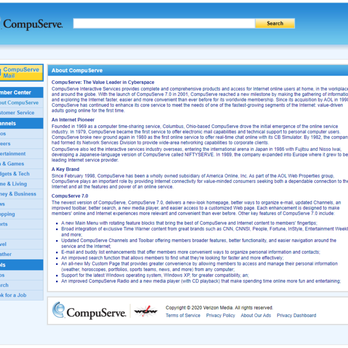 Compuserve Incorporated - CompuServe "about page" in 2020. - Internet Service Providers Near Me - Columbus, Ohio