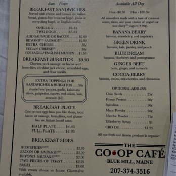 Blue Hill Co-op - Cafe menu - Health Markets Near Me - Blue Hill, Maine Blue Hill Co-op - Cafe menu - Health Markets Near Me - Blue Hill, Maine