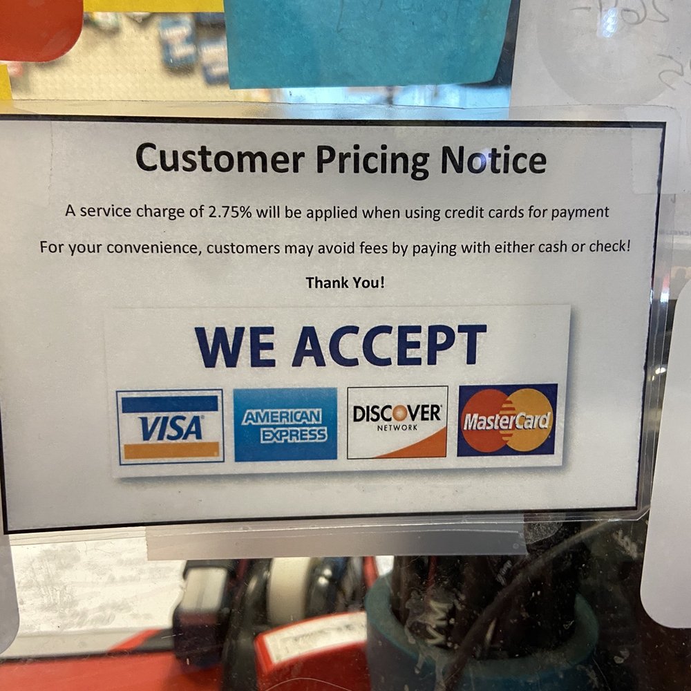 Warning, they charge a credit card fee and don't tell you upfront. They just have this little sign. Warning, they charge a credit card fee and don't tell you upfront. They just have this little sign.