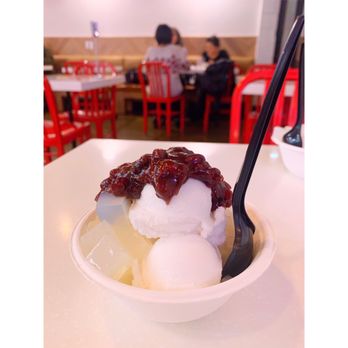 Sweet Rice - Coconut Ice Cream with red bean, coconut gel, and lychee gel - Thai Near Me - Gardena, California