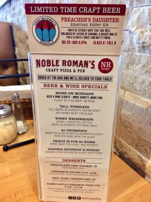 Menu photo 2 Noble Roman's Craft Pizza & Pub Westfield, IN Menu photo 2 Noble Roman's Craft Pizza & Pub Westfield, IN