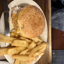 Hot Tails - Fish burger and fries.