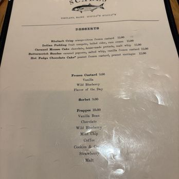 Scales - Menu (dessert) - Seafood Near Me - Portland, Maine Scales - Menu (dessert) - Seafood Near Me - Portland, Maine