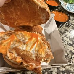 Buffalo Wild Wings - Buffalo sauce mostly on the bun rather than covering the chicken