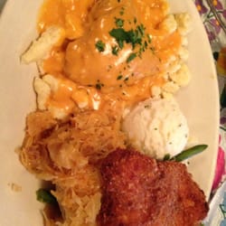 Hungarian Rhapsody - Hungarian Combo Plate: Chicken Paprikas (w/dumplings), Stuffed Cabbage & Breaded Pork Chop ~