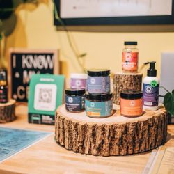Lake Effect Cannabis - A display inside Lake Effect Vermont showing hemp products.