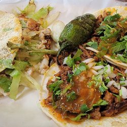 Taqueria El Tejaban - Chicken crispy taco and regular al pastor. So good!!