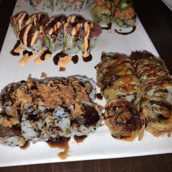 O-Ku - Salmon and Lemon Roll, Firecracker Roll, Tuna Tataki Roll, Spicy Tuna Crunch Roll, Potato Roll - Sushi Bars Near Me - Charleston, South Carolina