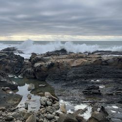 Bean Hollow State Beach - View of waves crashing over the tide pools