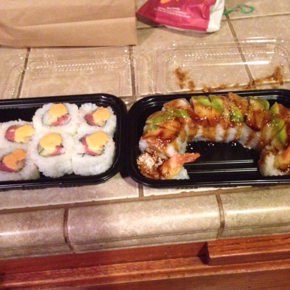 Fleurichi Express Sushi - The spicy tuna to the left and the Destiny roll in the right. We're amazing. Thanks babe for joining me for dinner. - Sushi Bars Near Me - Clovis, California Fleurichi Express Sushi - The spicy tuna to the left and the Destiny roll in the right. We're amazing. Thanks babe for joining me for dinner. - Sushi Bars Near Me - Clovis, California