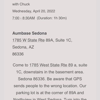 Aumbase - Email reminder - Yoga Near Me - Sedona, Arizona