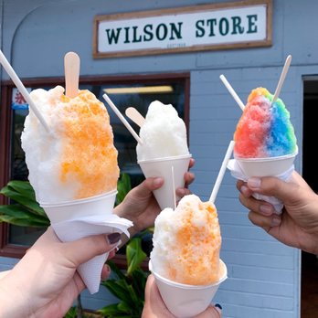 Wilson Store - far left is the large and the remaining three are regular size - Shaved Ice Near Me - Kailua, Hawaii