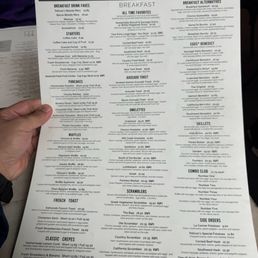 Breakfast menu Breakfast menu