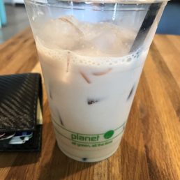 I better take a photo of this before I finish it. Honey/Lavender Chia Latte.