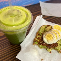 Avocado toast and a restore juice!