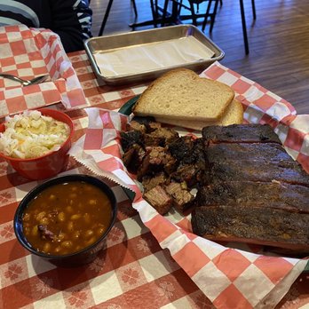 Hayward's Pit Bar-B-Que - Rib & Burnt End Platter with coleslaw and beans - Barbeque Near Me - Shawnee, Kansas Hayward's Pit Bar-B-Que - Rib & Burnt End Platter with coleslaw and beans - Barbeque Near Me - Shawnee, Kansas