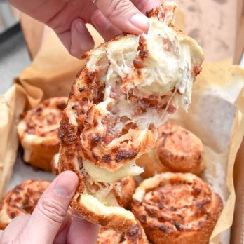 Pizza Guys - cheesy bacon bits --ig: @foodwithivy - Pizza Near Me - Corona, California