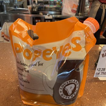 Popeyes Louisiana Kitchen - Securing the (sweet tea) bag! - Fast Food Near Me - Mobile, Alabama Popeyes Louisiana Kitchen - Securing the (sweet tea) bag! - Fast Food Near Me - Mobile, Alabama