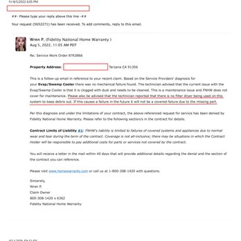 E & A Mechanical - Insurance company e-mail with false statement from technician Dmytro. T. - Heating & Air Conditioning/HVAC Near Me - Tujunga, California