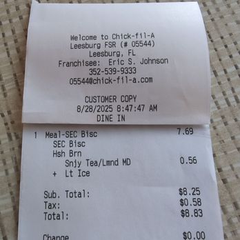 Chick-fil-A - Proof of visit. - Chicken Shop Near Me - Leesburg, Florida Chick-fil-A - Proof of visit. - Chicken Shop Near Me - Leesburg, Florida