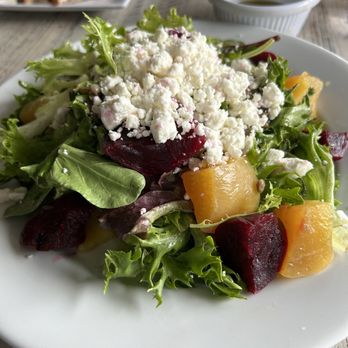 Buona Forchetta - Beet Salad which was very fresh with lots of yellow and red beets, goat cheese and lentils. - Pizza Near Me - Encinitas, California