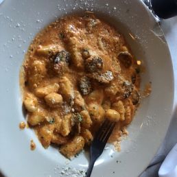 Gnocchi with Red Pepper Sauce and added Sausage (and the chipped plate) Gnocchi with Red Pepper Sauce and added Sausage (and the chipped plate)