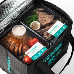 Fit Kitchen - Meals in Fit Kitchen cooler bag.  Meals are film sealed for 7 days of freshness