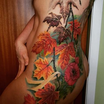 Hidden Gem Tattoo Studio - Maple leaves and poppy tattoo. - Tattoo Near Me - Edmonton, Alberta