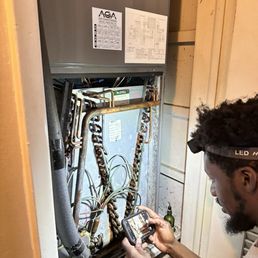Fernando documenting the service on our 12 year old AC Air handler. He took his time and was thorough. Fernando documenting the service on our 12 year old AC Air handler. He took his time and was thorough.