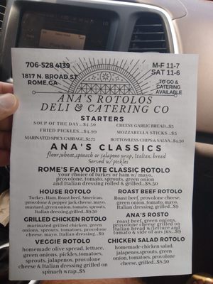 Menu photo 5 Anas Rotolos Deli & Catering Rome, GA