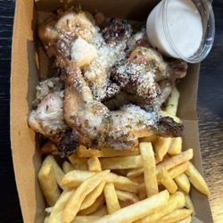 Backlot Cafe - parmesan and caesar wings with fries